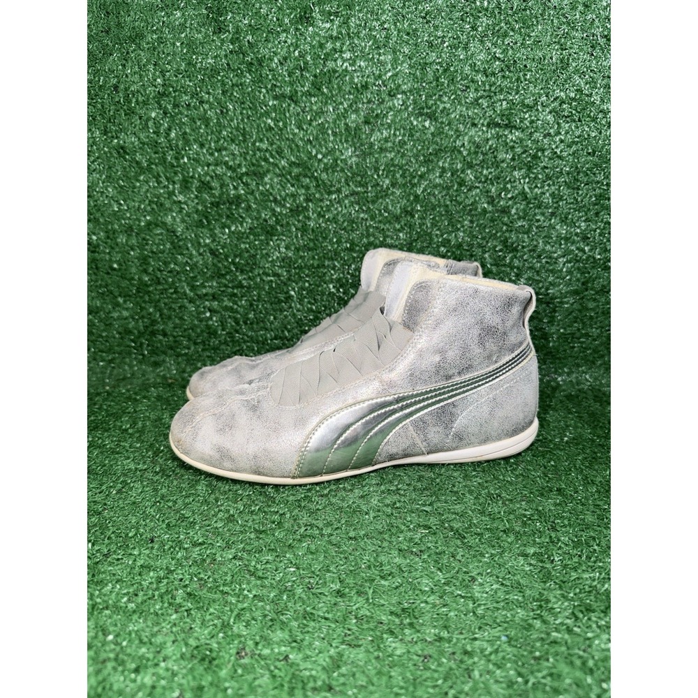 Rare Puma Eskiva Mid Silver Leather Shoes Boxing Sneakers Vtg Womens Size 7 US - Picture 4 of 12